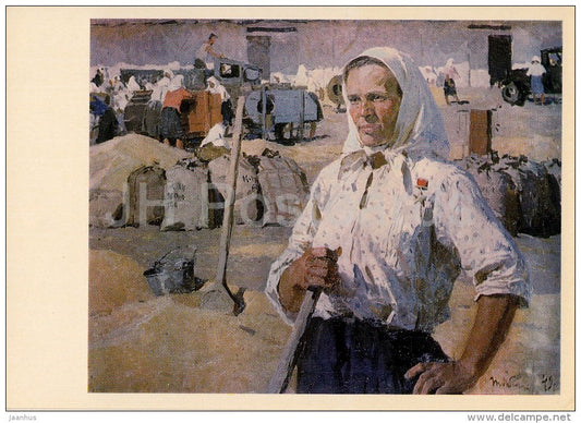 painting by T. Yablonska - Portrait of O. Horyachek , Hero of Labour , 1949 - Ukraine art - 1977 - Russia USSR - unused - JH Postcards