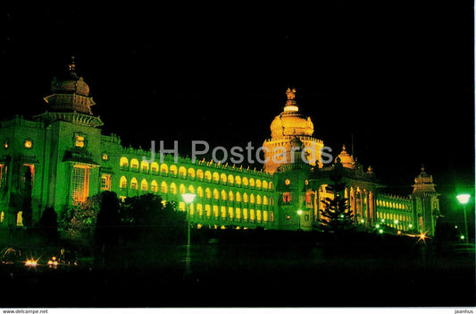 Bangalore - Bengaluru - Illuminated Vidhana Soudha - India - unused - JH Postcards