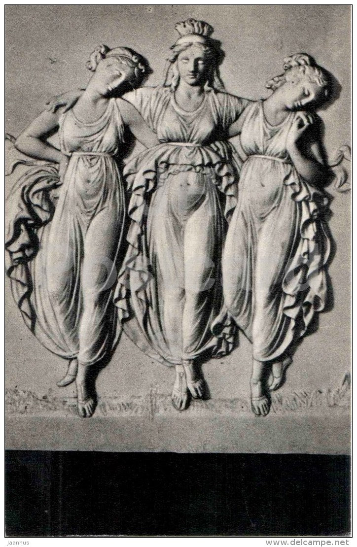 sculpture by Bertel Thorvaldsen - Three Graces , detail - 1 - danish art - unused - JH Postcards