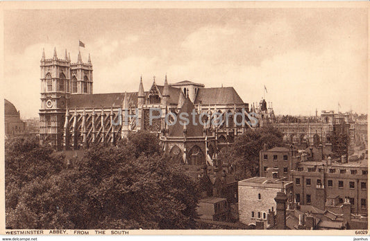 London - Westminster Abbey - From the South - 64029 - old postcard - England - United Kingdom - unused - JH Postcards