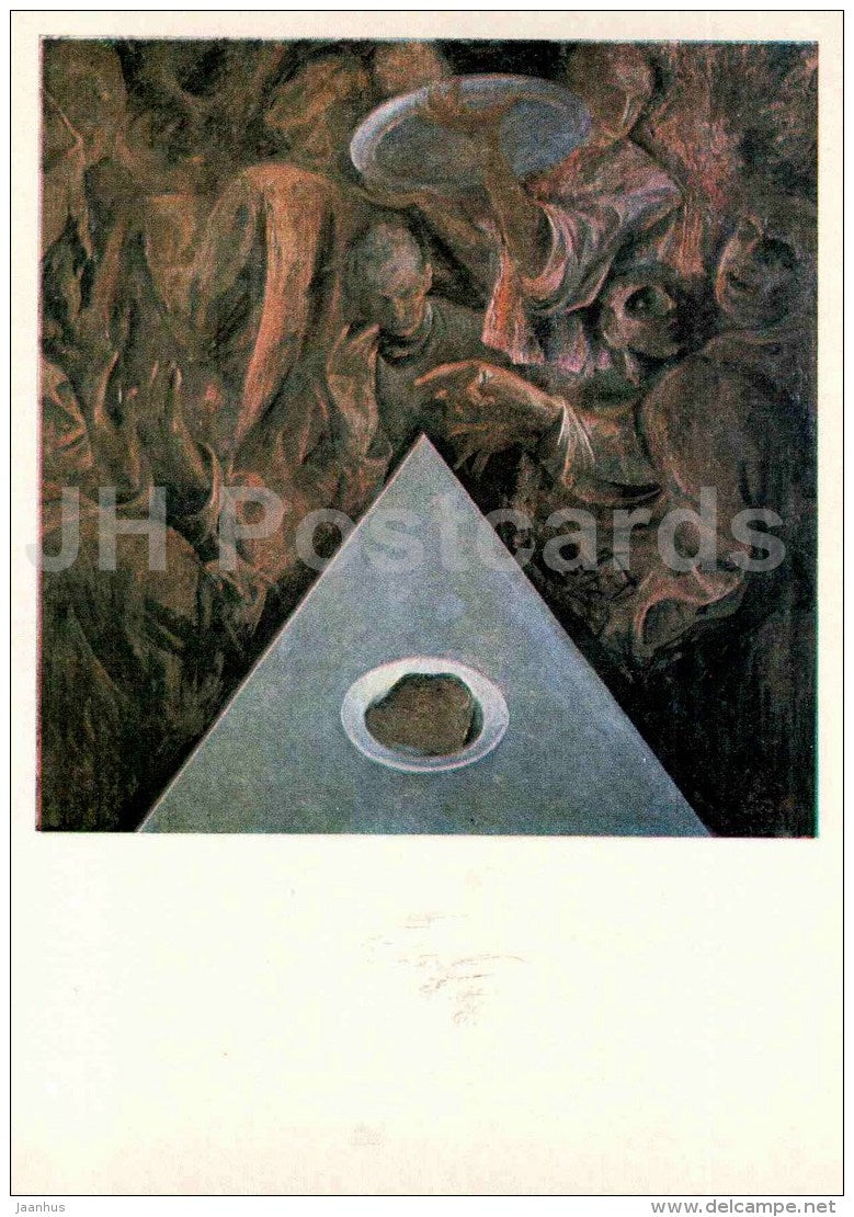 painting by E. Põldroos - Repast , 1969 - estonian art - Estonia USSR - 1984 - unused - JH Postcards