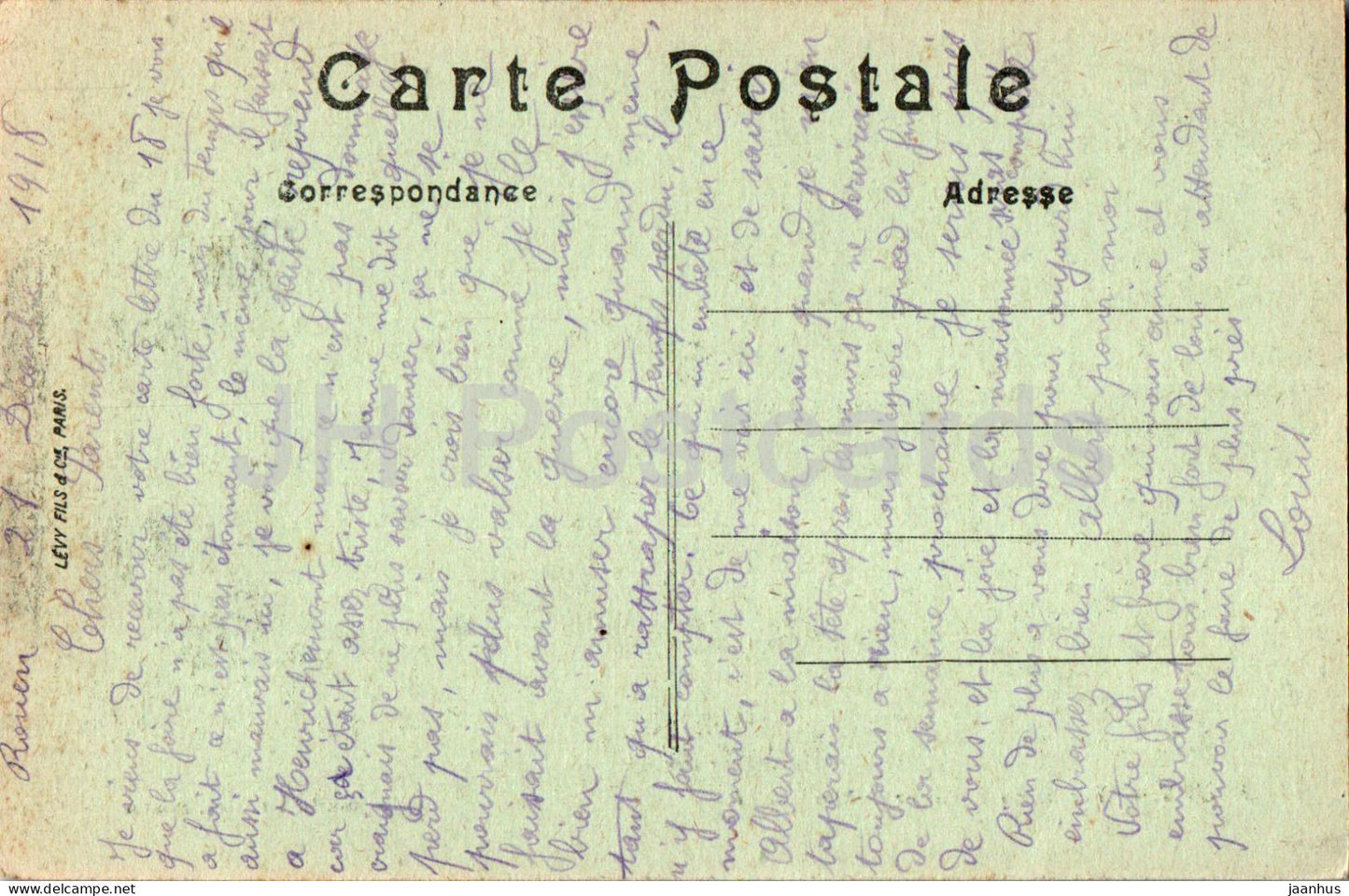 Rouen - Facade du Palais de Justice - 11 - alte Postkarte - 1918 - Frankreich - gebraucht 