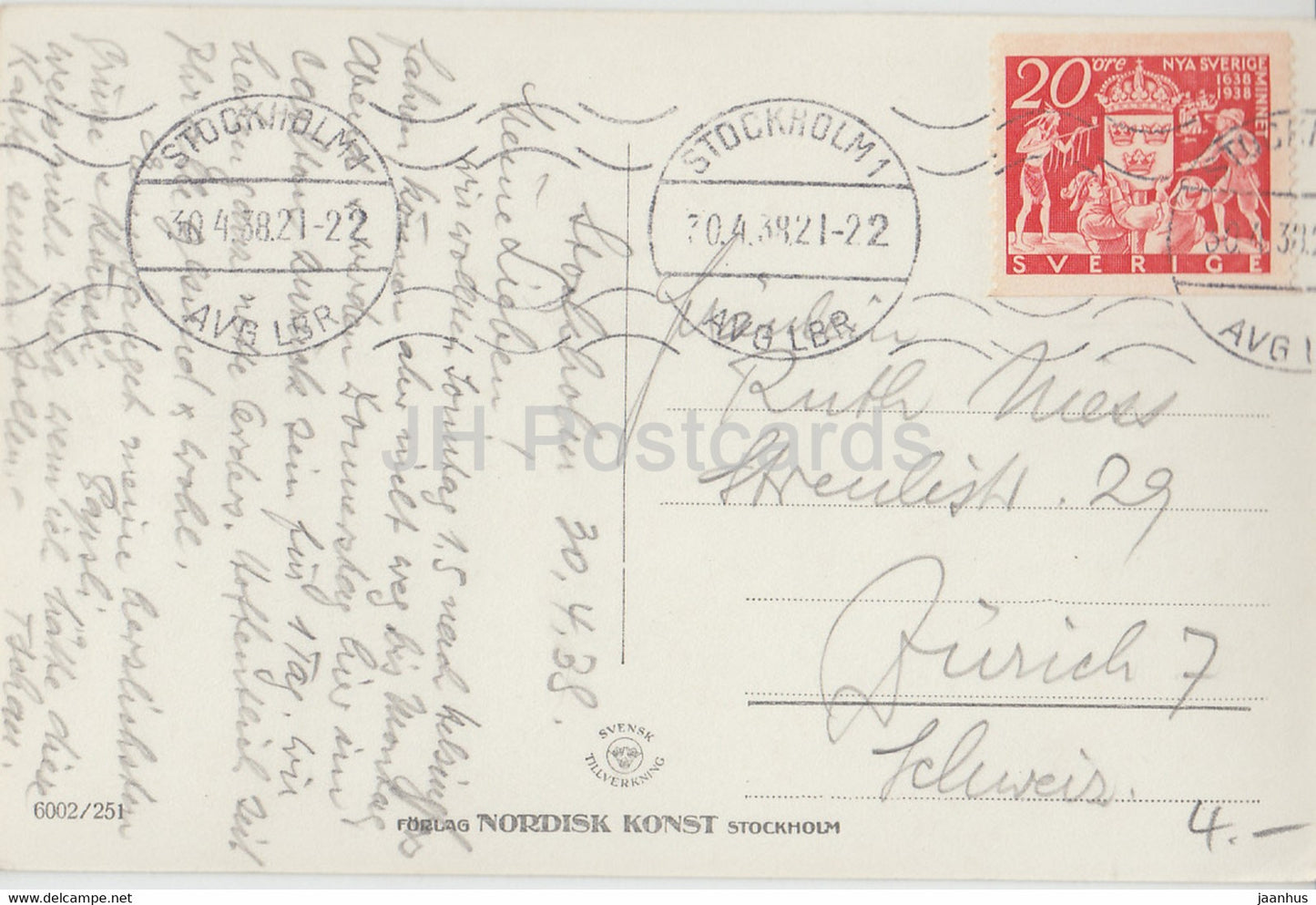 Stockholm - Radhuset - Town Hall - old postcard - 1938 - Sweden - used