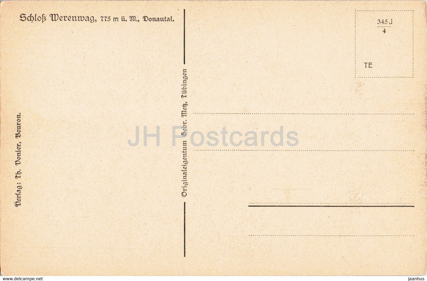 Donautal - Schloss Werenwag 775 m - castle - old postcard - Germany - unused