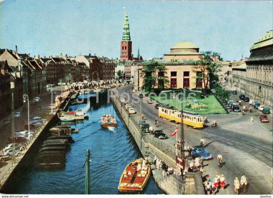 Copenhagen - Frederiksholm's Canal - Thorvaldsen Museum - boat - tram - 38 - Denmark - unused - JH Postcards