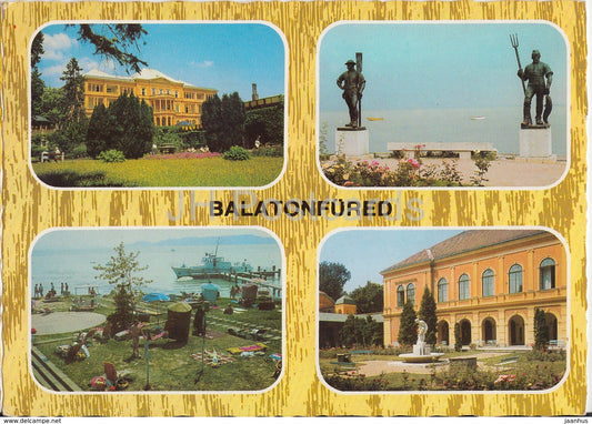 Balaton - Balatonfured - beach - sculpture - multiview - 1980 - Hungary - used - JH Postcards
