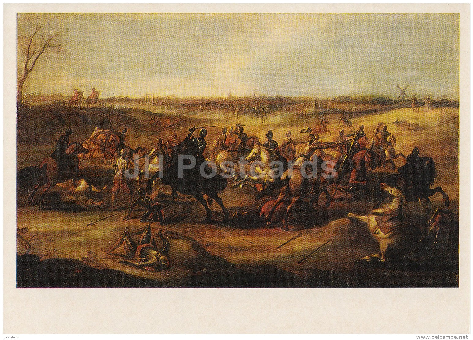 painting by Peter Snayers - Knights duel - battle - Flemish art - 1974 - Russia USSR - unused - JH Postcards