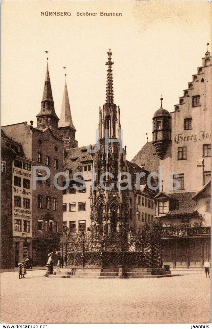 Nurnberg - Nuremberg - Schoner Brunnen - 2760 - old postcard - Germany - unused - JH Postcards