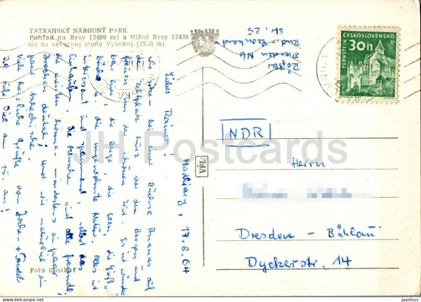 Tatransky Narodny Park - Pohlad na Rysy - Nizne Rysy - mountains - 1964 - Slovakia - Czechoslovakia - used