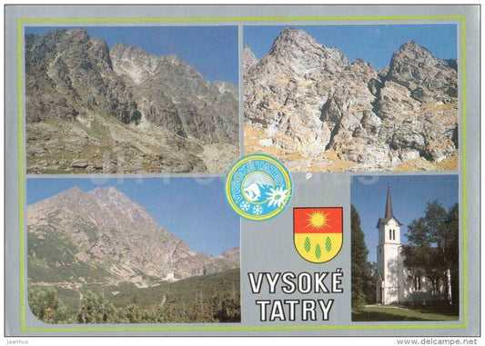 Gerlachovsky peak - Velicka wall - church - Vysoke Tatry - High Tatras - Czechoslovakia - Slovakia - used 1988 - JH Postcards