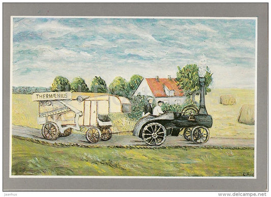 painting by L. Keert - Threshing Machine , 1980 - Thermaenius - Estonian art - 1992 - Estonia - unused - JH Postcards