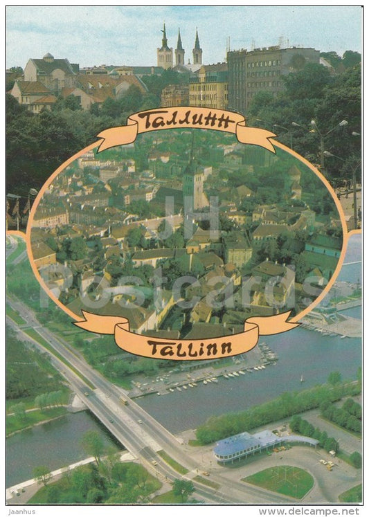 view - bridge - Tallinn - postal stationery - 1989 - Estonia USSR - unused - JH Postcards
