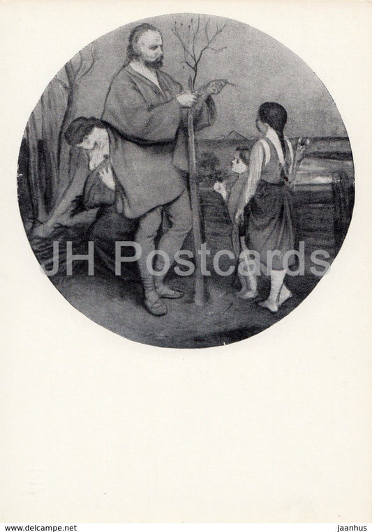 Painting by Josef Manes - April . From clock face of the Prague City Hall - Czech art - 1971 - Russia USSR - unused - JH Postcards