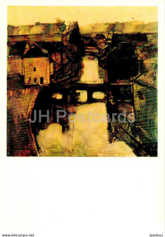 painting by  Isidore Opsomer - Canal in Lierre - Belgian art - Large Format Card - 1974 - Russia USSR – unused – JH Postcards