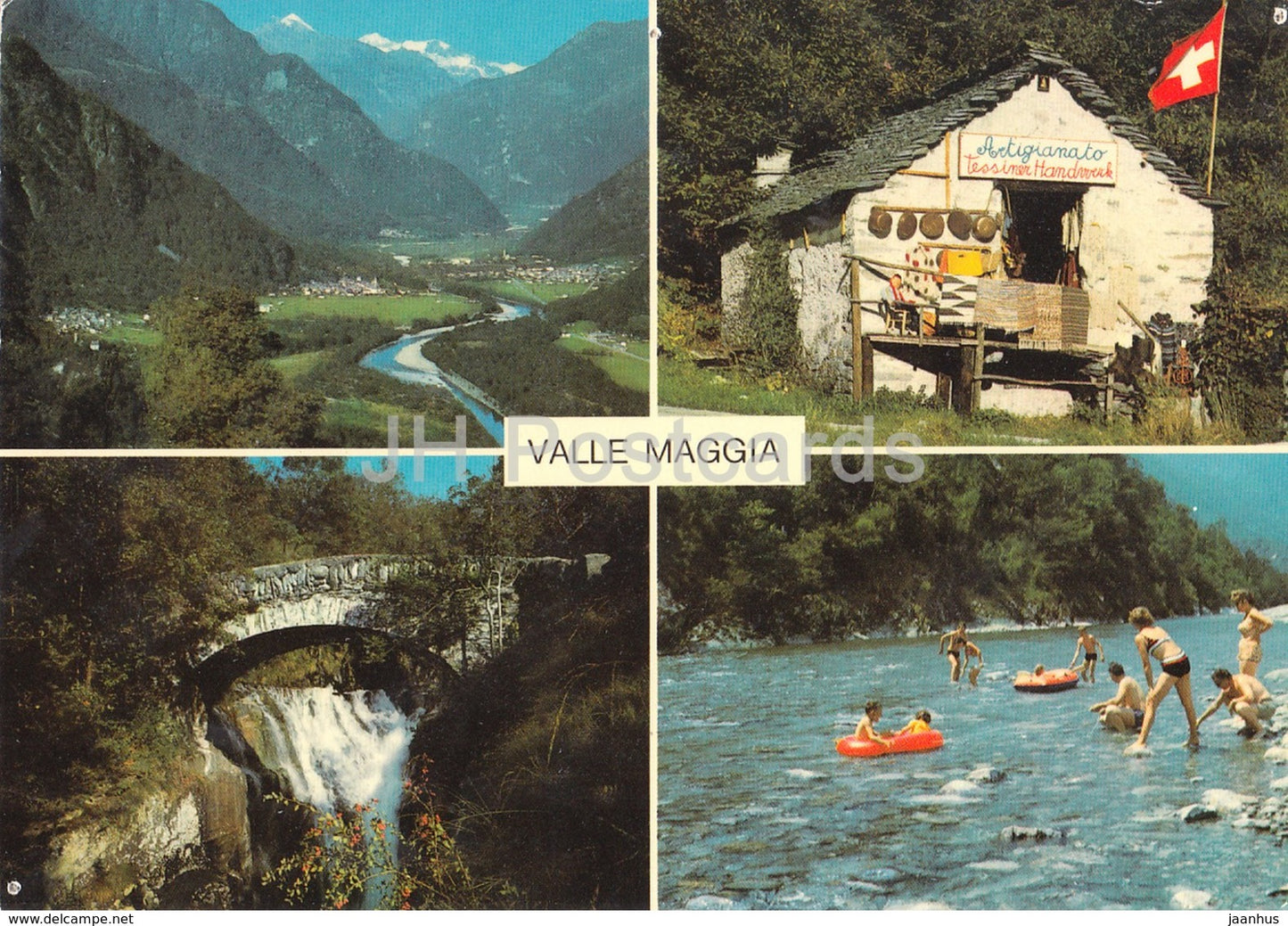 Valle Maggia - Gordevio - river - children - 8758 - Switzerland - used - JH Postcards