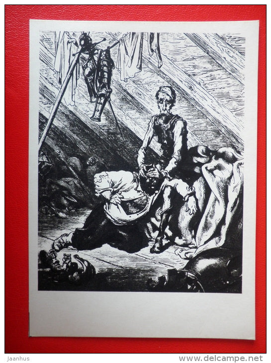illustration by G. Dore - Sancho Panza - Don Quixote by Miguel de Cervantes - 1965 - Russia USSR - unused - JH Postcards
