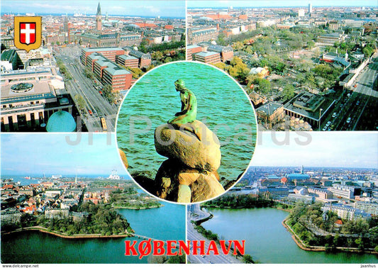 Copenhagen - Kobenhavn - View over Copenhagen - Little Mermaid - multiview - 114 - Denmark - unused - JH Postcards