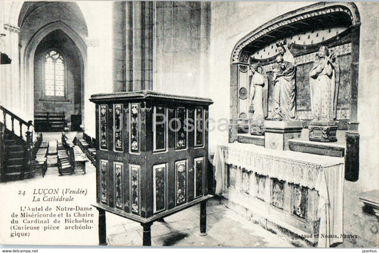 Lucon - La Cathedrale - L'Autel de Notre Dame - cathedral - 24 - old postcard - France - unused - JH Postcards