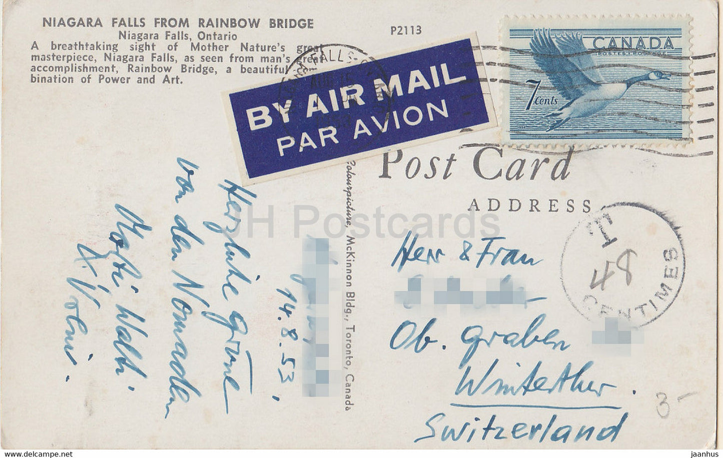 Chutes du Niagara depuis le pont Rainbow - 1953 - Canada - occasion