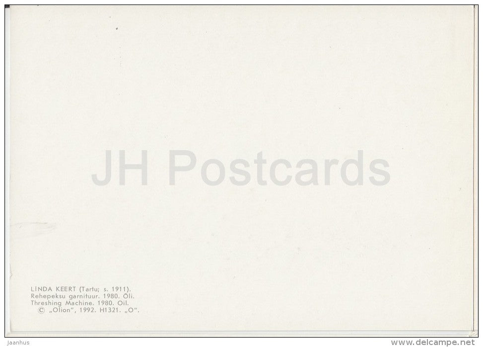 painting by L. Keert - Threshing Machine , 1980 - Thermaenius - Estonian art - 1992 - Estonia - unused - JH Postcards