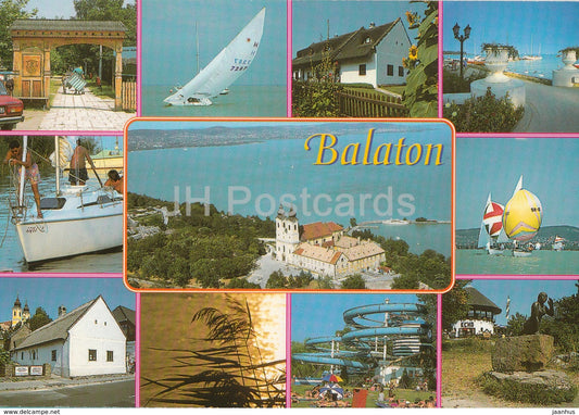 Greetings from Balaton - sailing boat - view - multiview - 2000 - Hungary - used - JH Postcards