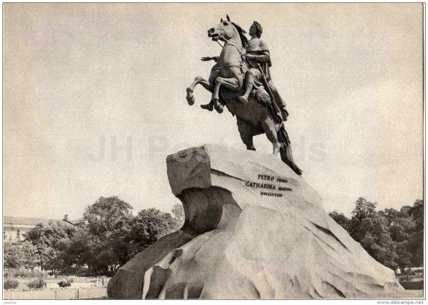 sculpture by Etienne Maurice Falconet - monument to Peter I - french art - unused - JH Postcards