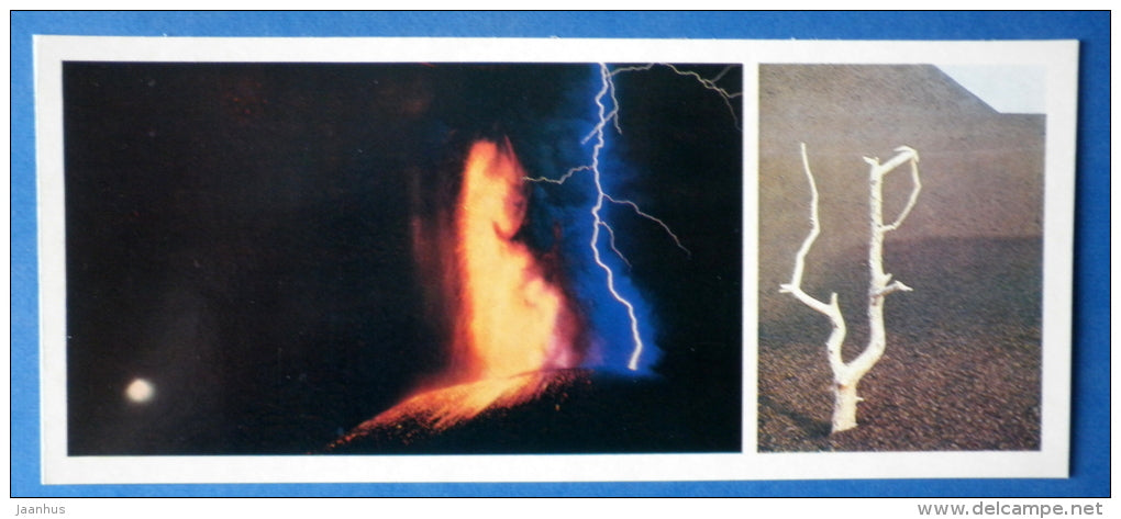 lightning in the clouds of ash - volcano - Tolbachik is a volcanic complex - Kamchatka - 1978 - Russia USSR - unused - JH Postcards