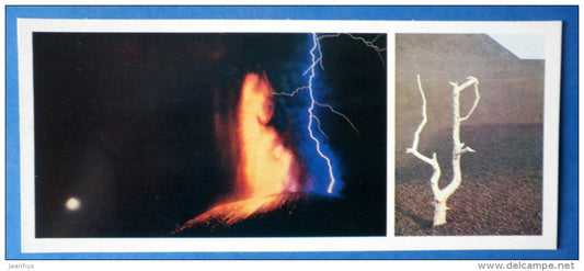 lightning in the clouds of ash - volcano - Tolbachik is a volcanic complex - Kamchatka - 1978 - Russia USSR - unused - JH Postcards