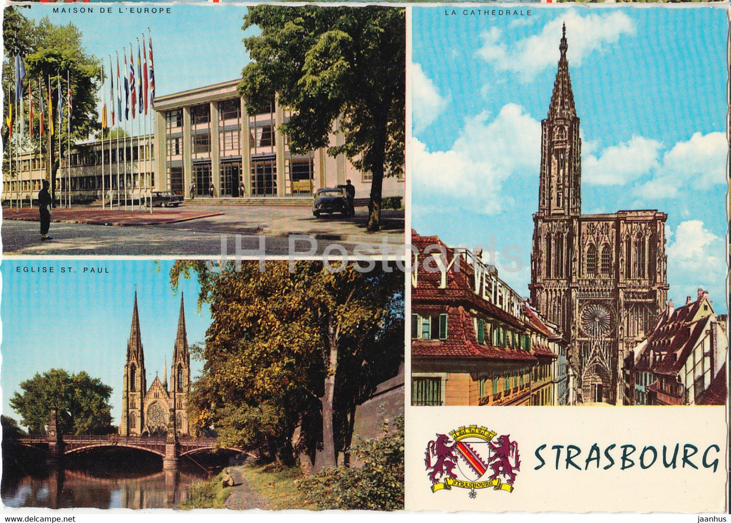 Strasbourg - Maison de L'Europe - La Cathedrale - Eglise St Paul - cathedral - multiview - France - used - JH Postcards