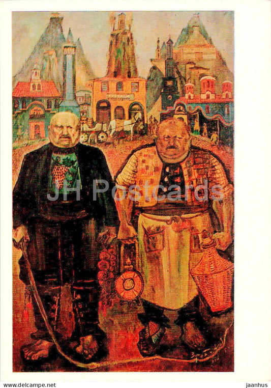 painting by Zlatyu Boyadzhiev - Vinegar sellers - Bulgarian art - 1978 - Russia USSR - unused - JH Postcards