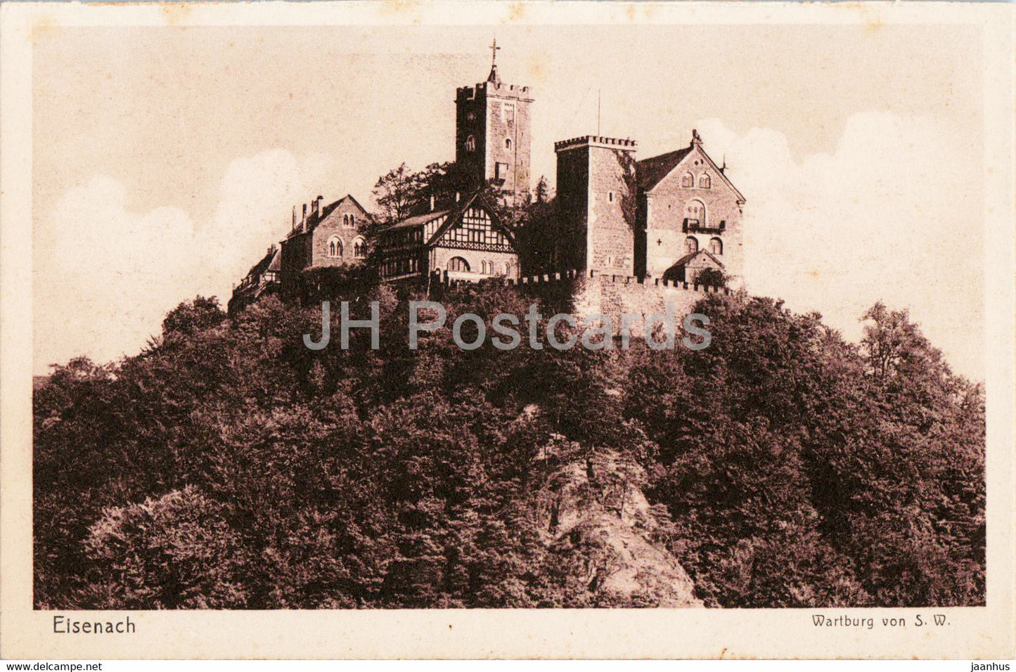 Eisenach - Wartburg von S W - old postcard - Germany - unused - JH Postcards