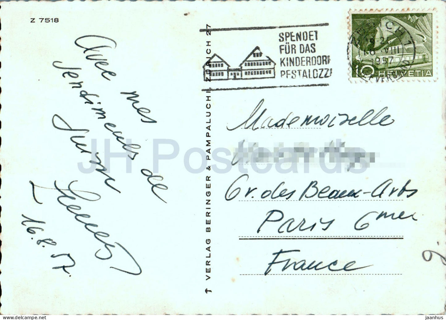 Zurich - multiview - 7518 - old postcard - 1957 - Switzerland - used