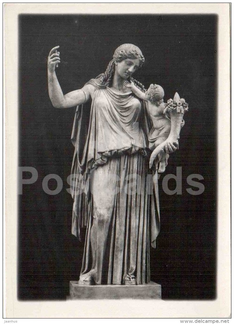 sculpture - 2 - mother and child - art - old photo card - Russia USSR - unused - JH Postcards