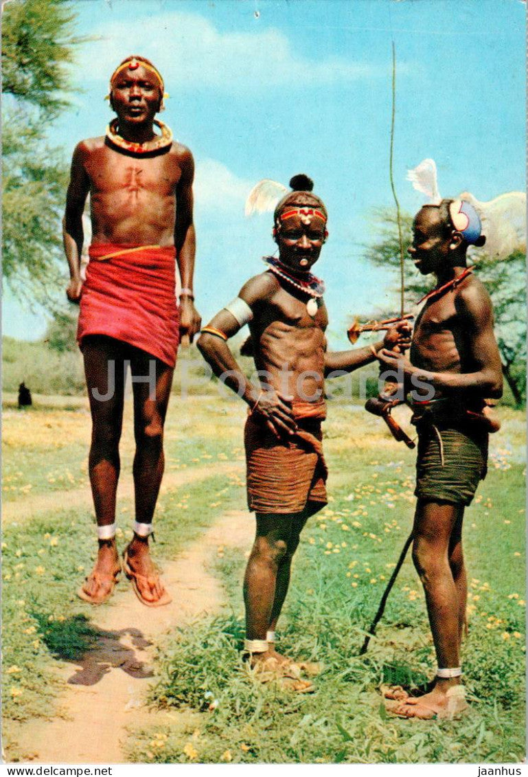 African Dancers - folk costumes - folk dance - 117 - 1987 - Kenya - used - JH Postcards