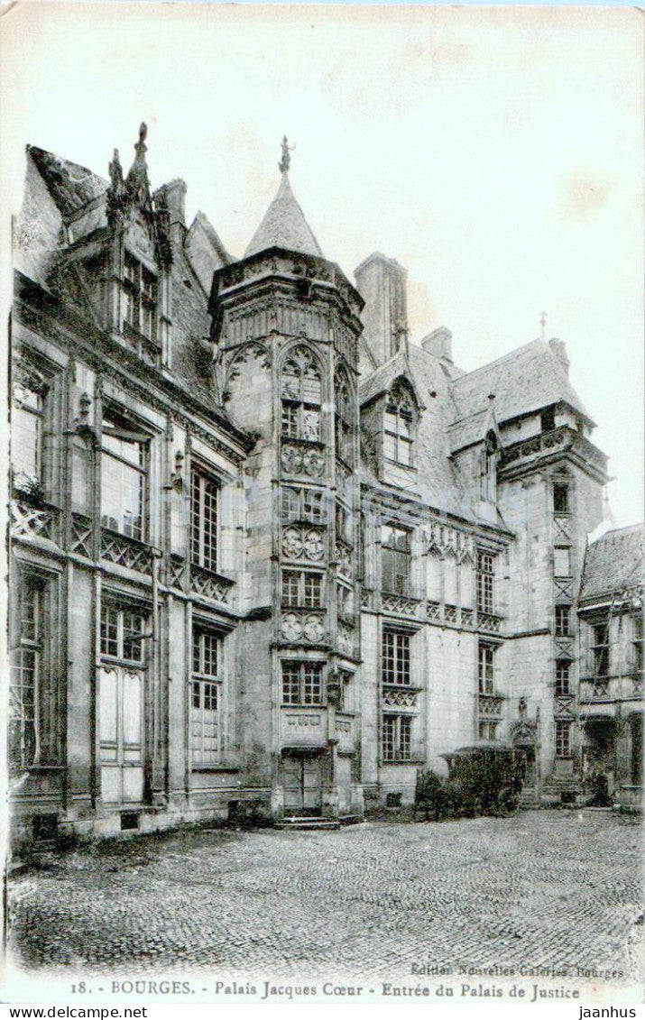 Bourges - Palais Jacques Coeur  - Entree du Palais de Justice - 18 - old postcard - 1918 - France - used - JH Postcards