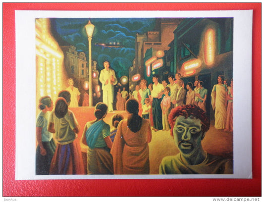 painting by V. Vladykin . Independence Day Festivals . Sri Lanka - streets - russian art - unused - JH Postcards