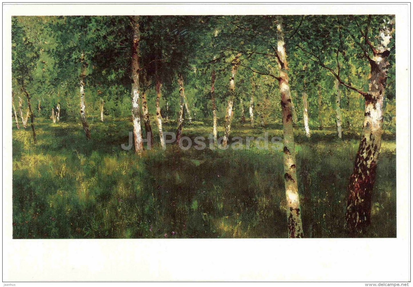 painting by Isaac Levitan - Birch Grove - large format postcard - russian art - unused - JH Postcards
