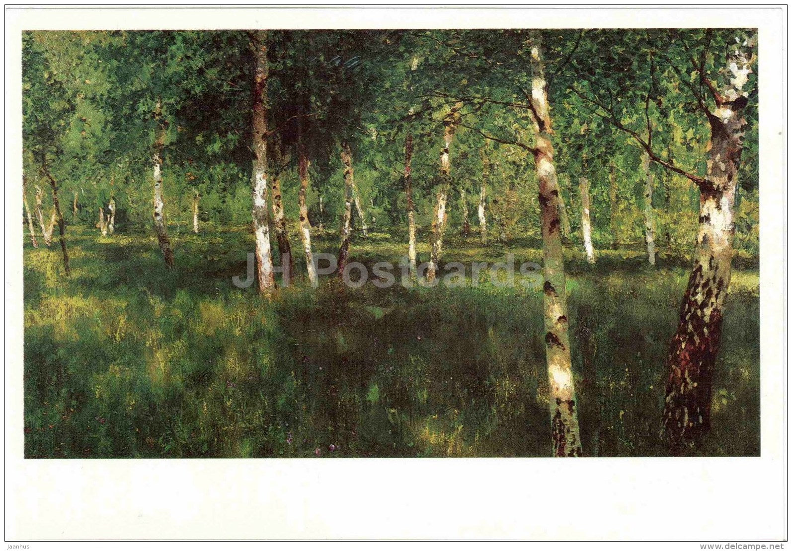 painting by Isaac Levitan - Birch Grove - large format postcard - russian art - unused - JH Postcards