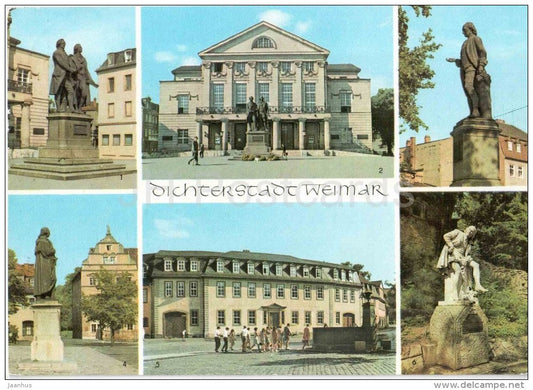 Dichterstadt Weimar - Goethehaus - Goethes Gartenhaus - denkmal - Nationaltheater - Shakespeare  Germany - gelaufen - JH Postcards