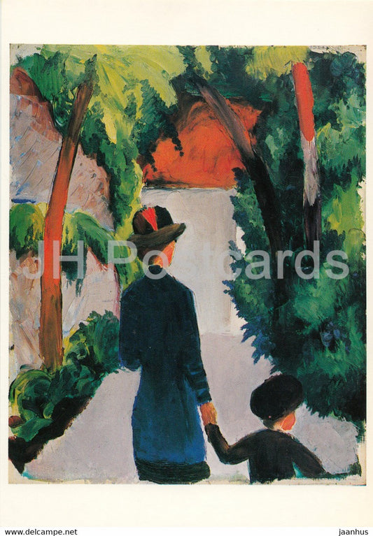 painting by August Macke - Mutter und Kind im Park - German art - Germany - unused - JH Postcards