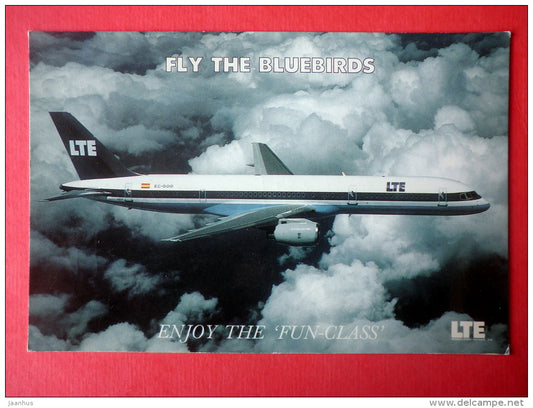 Fly the Bluebirds - airplane - passenger plane - Boeing 757-200 - used - JH Postcards