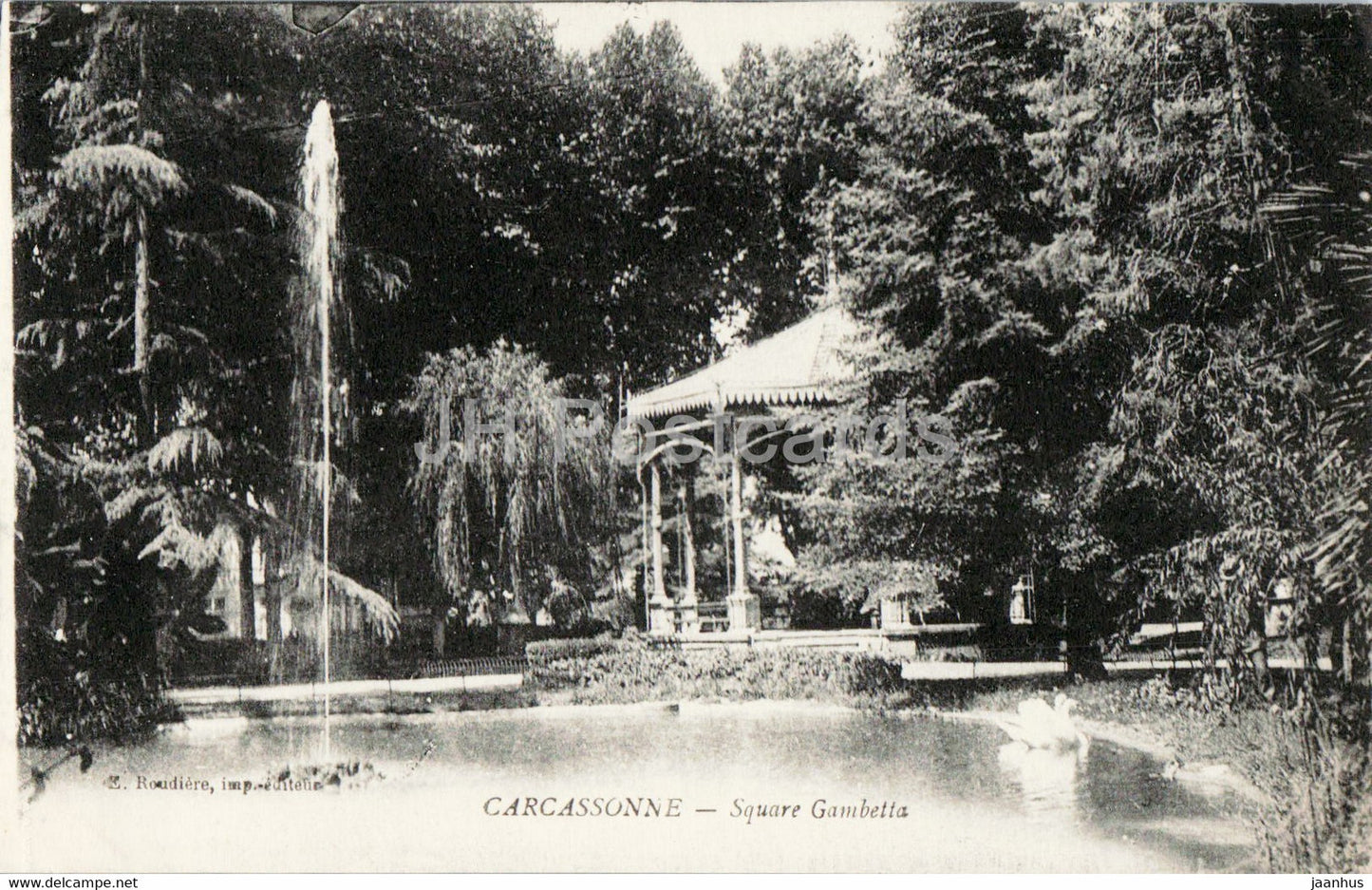Carcassonne - Square Gambetta - old postcard - France - unused - JH Postcards