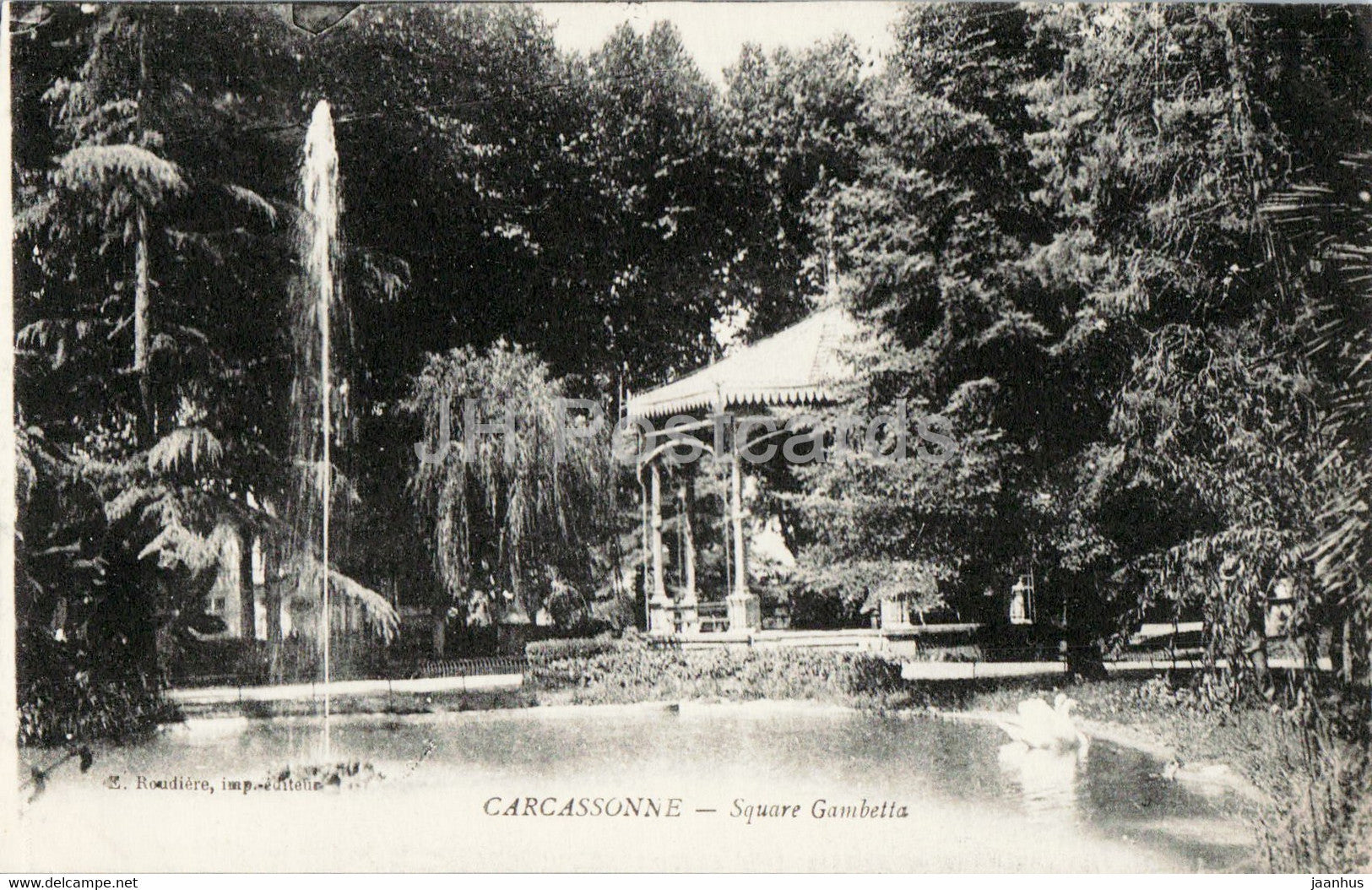 Carcassonne - Square Gambetta - old postcard - France - unused - JH Postcards