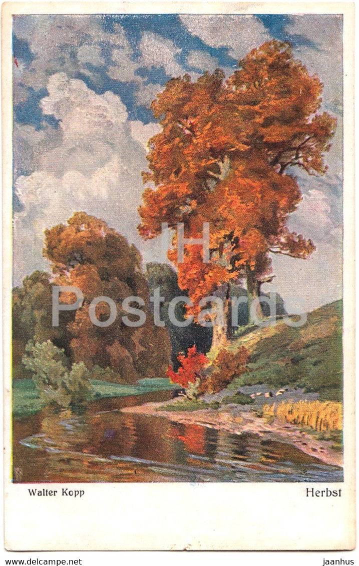 painting by Walter Kopp - Herbst - Wenau Rubbens Kunstlerkarte - German art - old postcard - Germany - used - JH Postcards