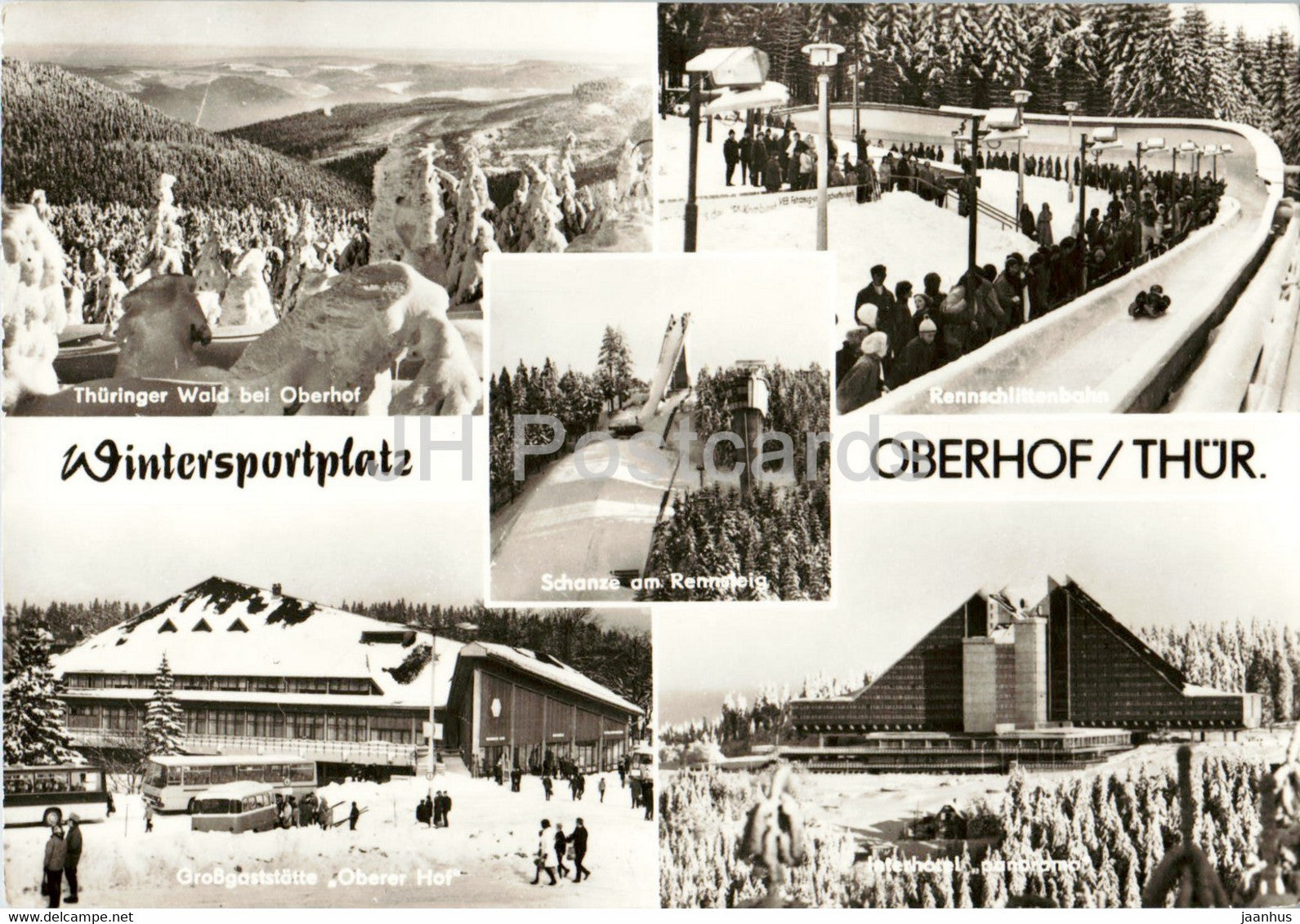Wintersportplatz Oberhof - Schanze am Rennsteig - ski jumping hill - sport - old postcard - 1975 - Germany DDR - used - JH Postcards
