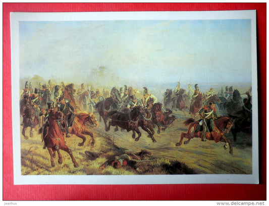 painting by F. Chirka . French Guards Cavalry near Polotsk - Borodino Battle of 1812 - 1987 - Russia USSR - unused - JH Postcards