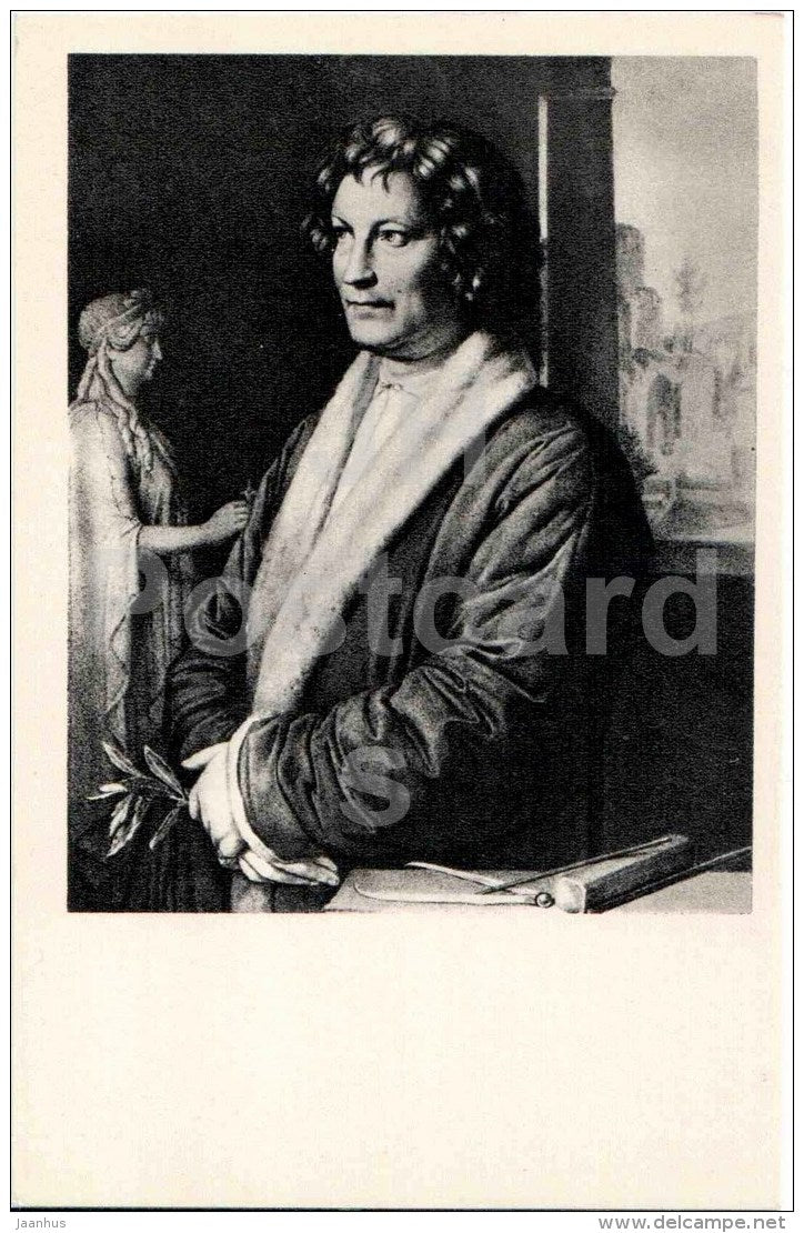 painting by Karl Begas - Portrait of Bertel Thorvaldsen - danish art - unused - JH Postcards