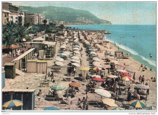 Riviera delle Palme , La Spiaggia - beach - Pietra Ligure - Savona - Liguria - P. 12 - Italia - Italy - used in 1965 - JH Postcards