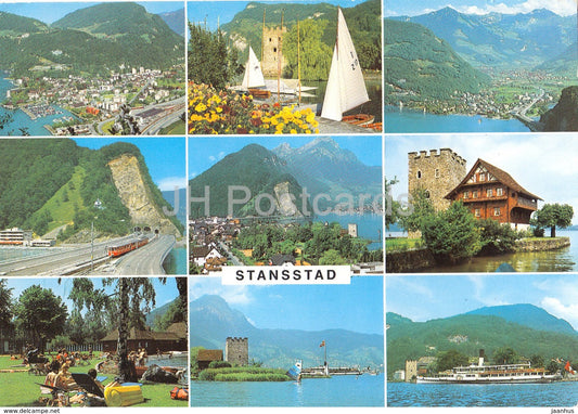 Stansstad - Vierwaldstattersee - Lac des quattre cantons - multiview - train - ship - 6362 - Switzerland - used - JH Postcards