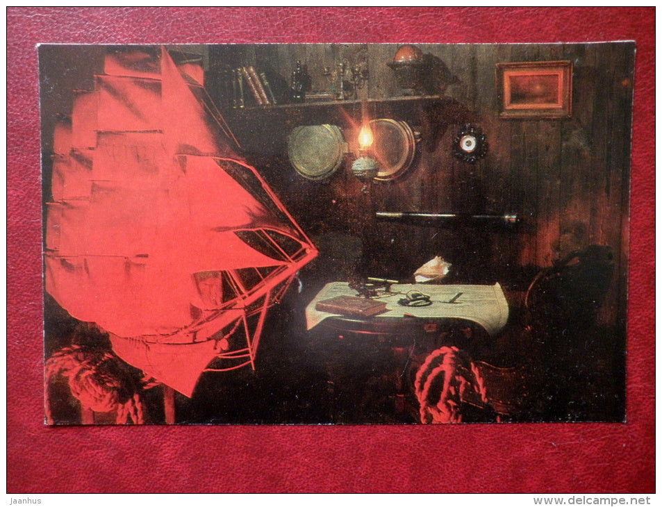captain´s cabin - sailing ship model - Alexander Grin Museum - Feodosia - 1973 - Ukraine USSR - unused - JH Postcards